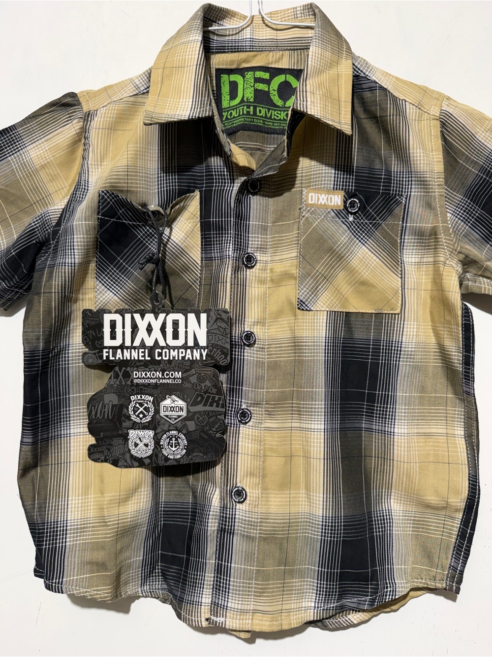 Dixxon Youth Division Kids Short Sleeve Plaid Shirt Western Bamboo Size XS NWT